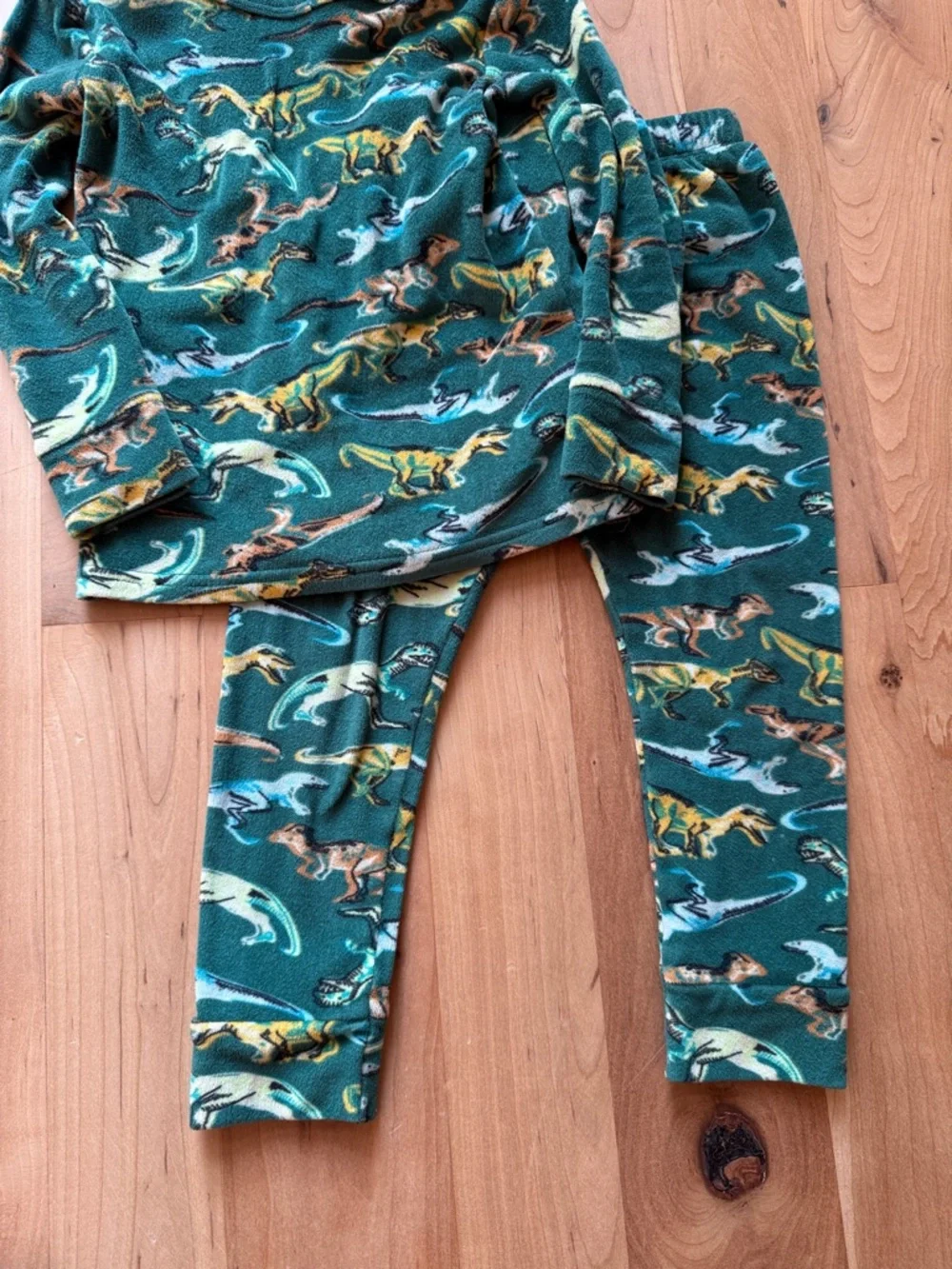 Cat & Jack Green Dinosaur Fleece Pajama Set